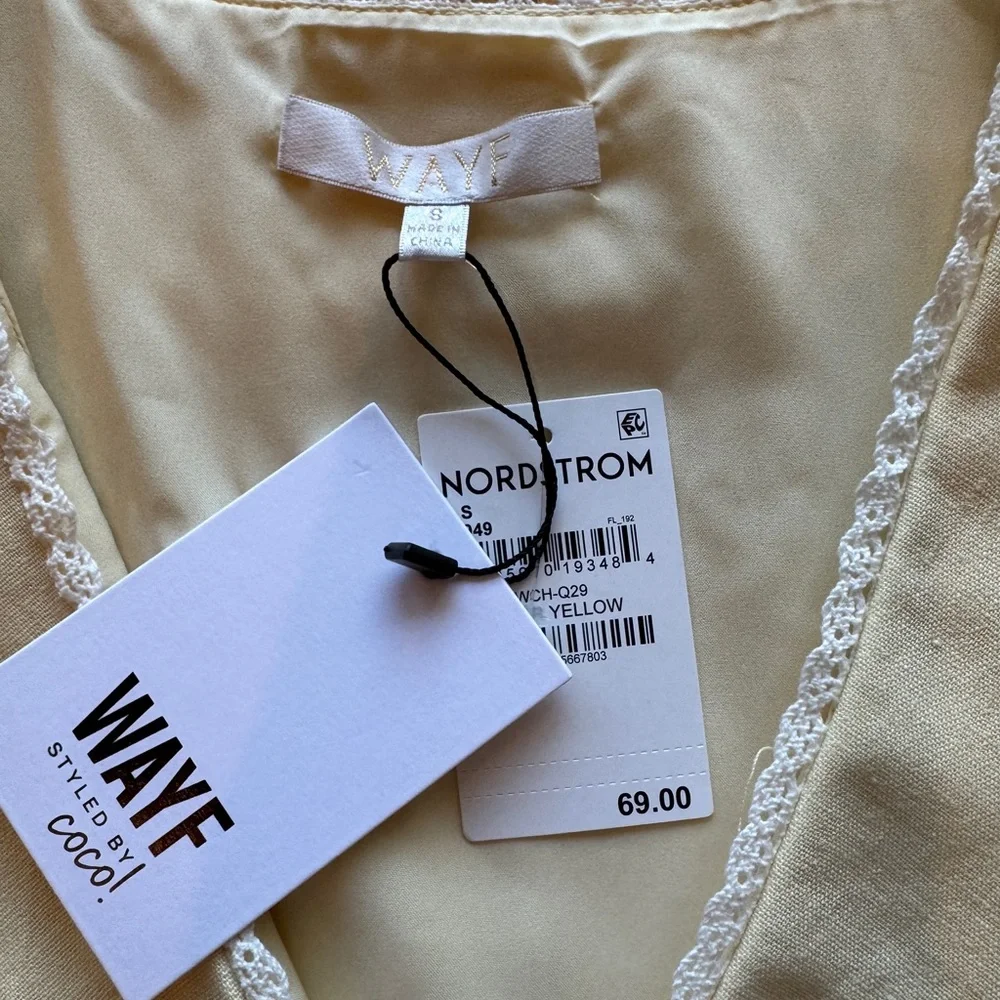 Wayf butter yellow Styled by COCO! Allie Lace Detail Linen Blend NWT - Picture 2 of 8